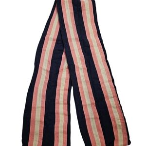 Vintage Y2K Jack Wills Striped Scarf Navy Pink Cream 72x10 Long